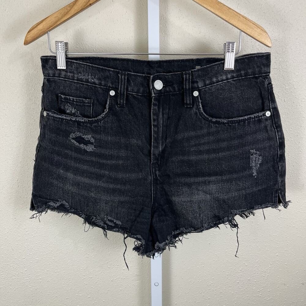 Blank NYC Wedge High Rise Short Womens Size 30 Washed Black Raw Hem - Picture 2 of 6